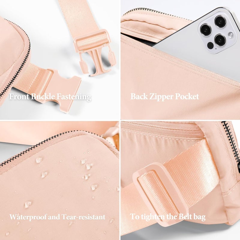 ODODOS Unisex Mini Belt Bag with Adjustable Strap Small Fanny Pack for Workout Running Traveling Hiking, Pale Coral - Image 5